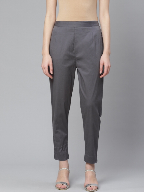 

Ginni Arora Label Women Charcoal Grey Slim Fit Solid Regular Trousers
