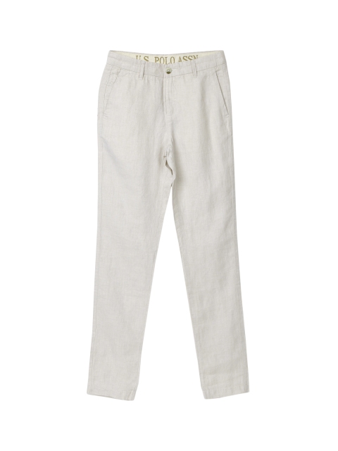 

U.S. Polo Assn. Men Beige Regular Fit Solid Linen Chinos