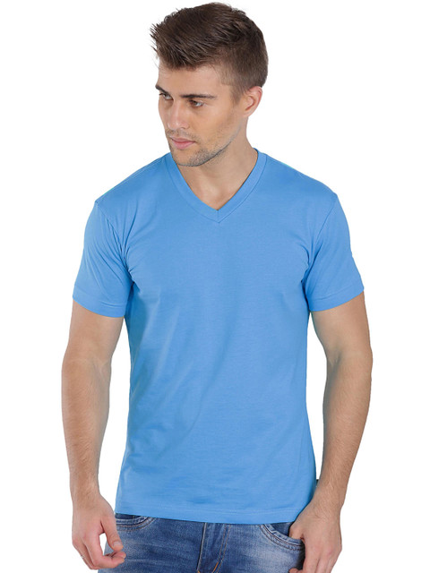 

Jockey Men Blue Solid Modern Fit V-Neck Sports T-shirt