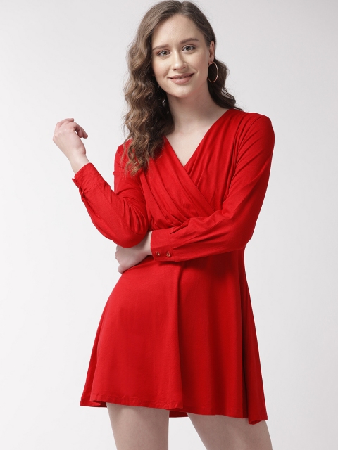 

Sera Women Red Solid Wrap Dress