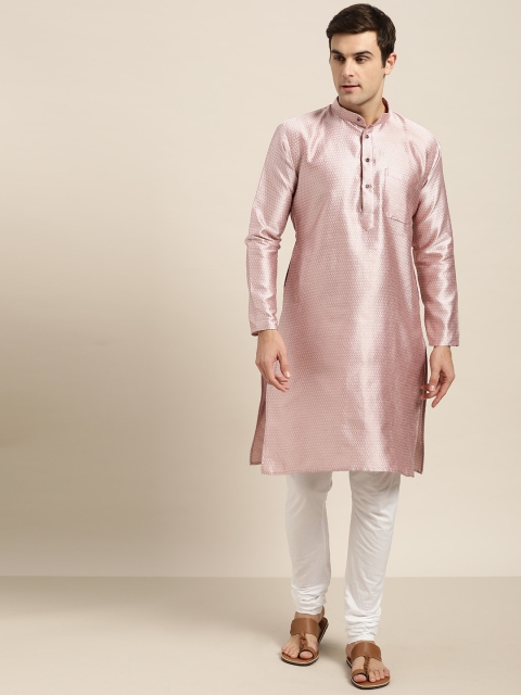 

SOJANYA Men Dusty Pink Woven Design Straight Kurta