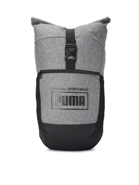 Unisex Grey & Black Brand Logo Backpack