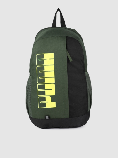 

Puma Unisex Olive Green & Black Colourblocked Backpack