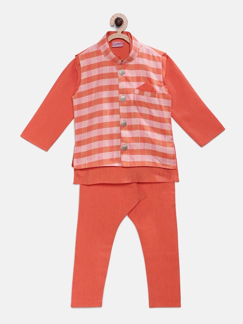 

Ridokidz Boys Orange Solid Kurta Set