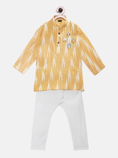 

Ridokidz Boys Yellow & White Printed Kurta with Pyjamas