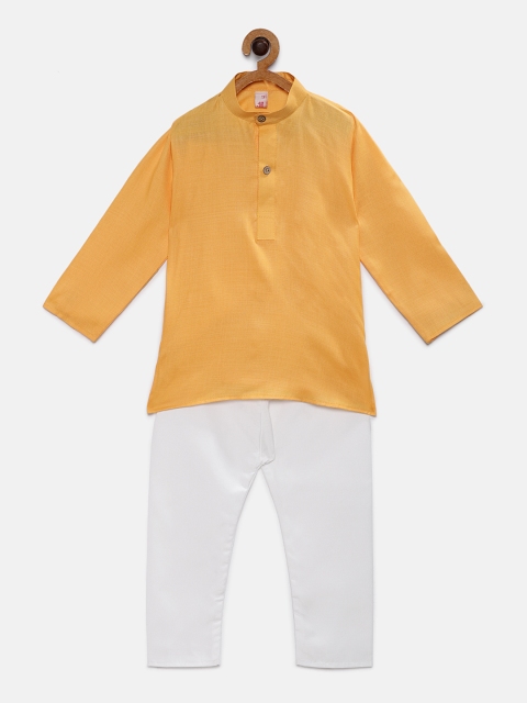 

Ridokidz Boys Yellow & White Solid Kurta with Pyjamas