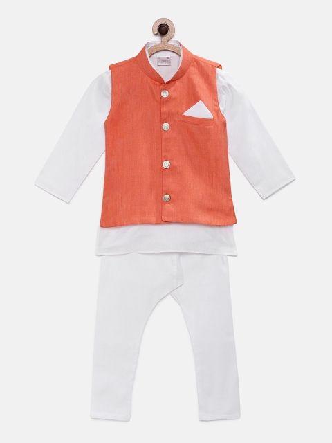 

Ridokidz Boys White Solid Kurta with Pyjamas