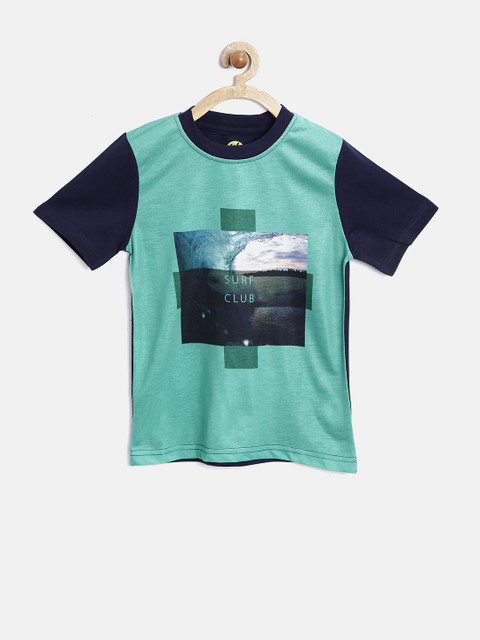 

YK Boys Green & Navy Graphic Print T-shirt