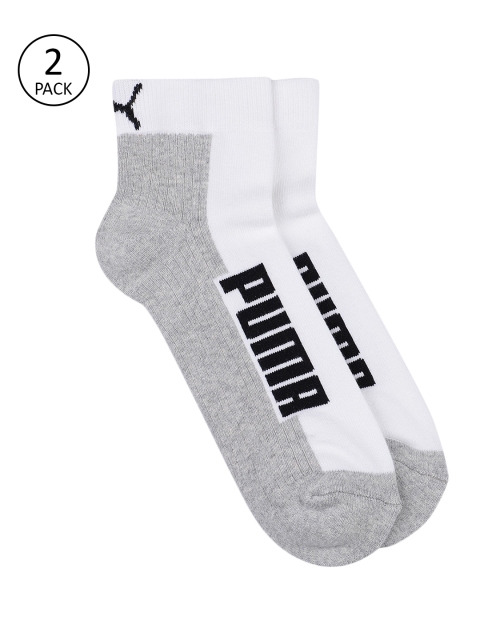 

Puma Men Pack of 2 Grey & White Patterned Cushioned Quarter Ankle Length Socks