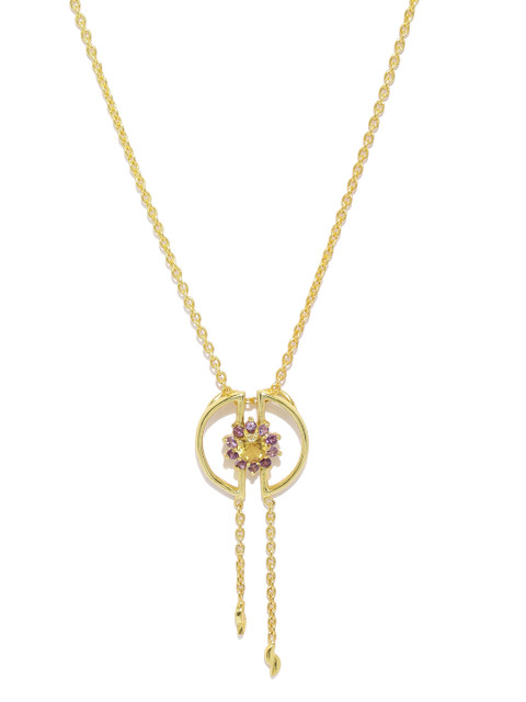 

Gehna Gold-Toned 925 Sterling Silver Citirne & Amethyst Circular Pendant with Chain