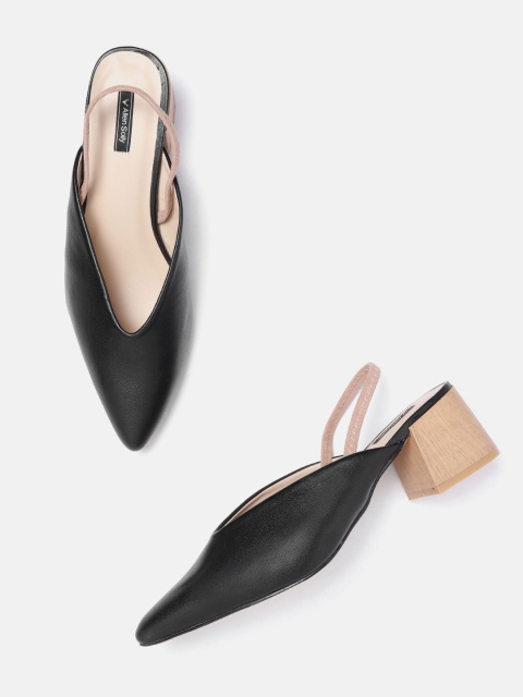 

Allen Solly Women Black Solid Heeled Mules