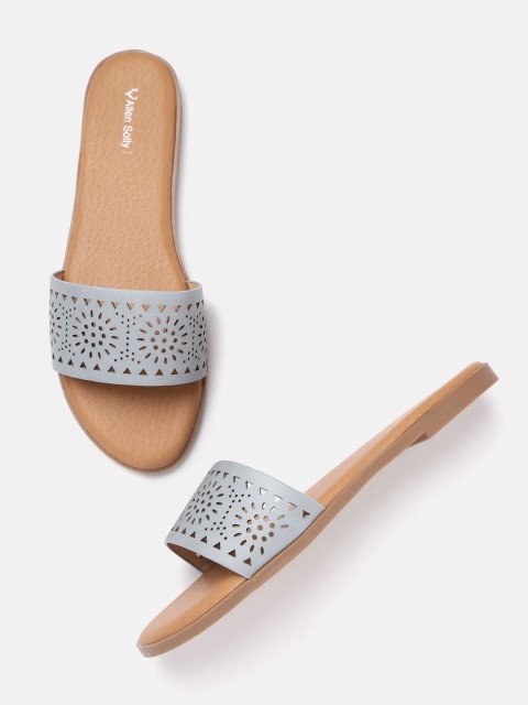 

Allen Solly Women Grey Laser Cuts Open Toe Flats