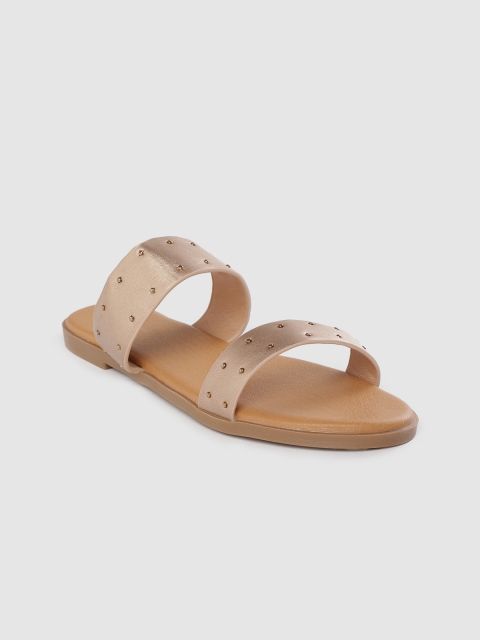 

Allen Solly Women Rose Gold-Toned Studded Open Toe Flats