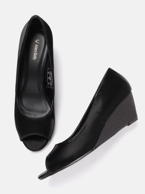 

Allen Solly Women Black Solid Peep Toe Wedges