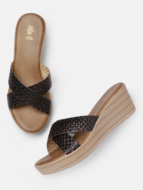 

Tresmode Women Black Woven Design Sandals