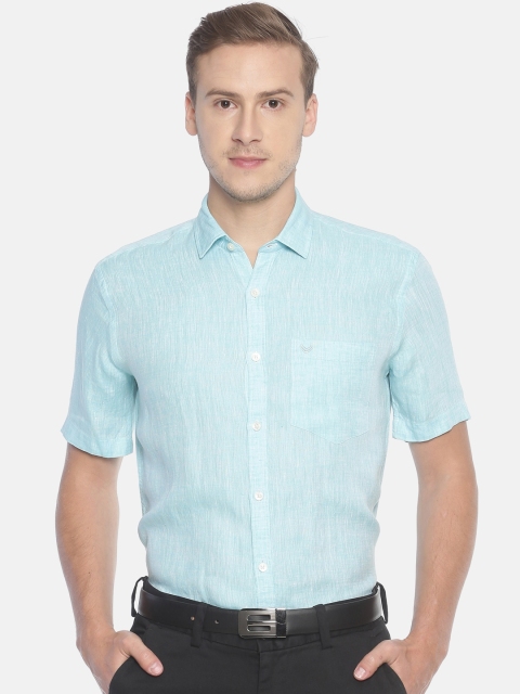

Linen Club Men Turquoise Blue Regular Fit Solid Sustainable Formal Shirt