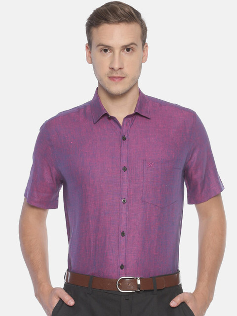 

Linen Club Men Purple Regular Fit Solid Sustainable Formal Shirt