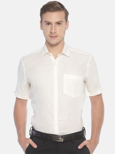 

Linen Club Men Off-White Regular Fit Solid Sustainable Formal Shirt