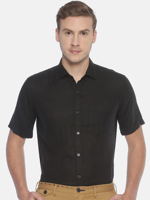 

Linen Club Men Black Regular Fit Solid Sustainable Formal Shirt
