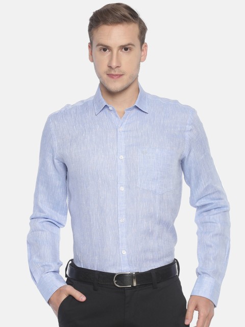 

Linen Club Men Blue Regular Fit Self Design Sustainable Formal Shirt