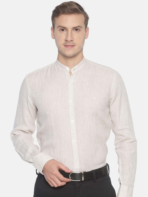 

Linen Club Men Off-White Regular Fit Solid Sustainable Formal Shirt