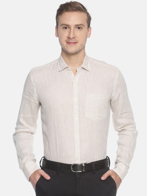 

Linen Club Men Beige Regular Fit Solid Sustainable Formal Shirt