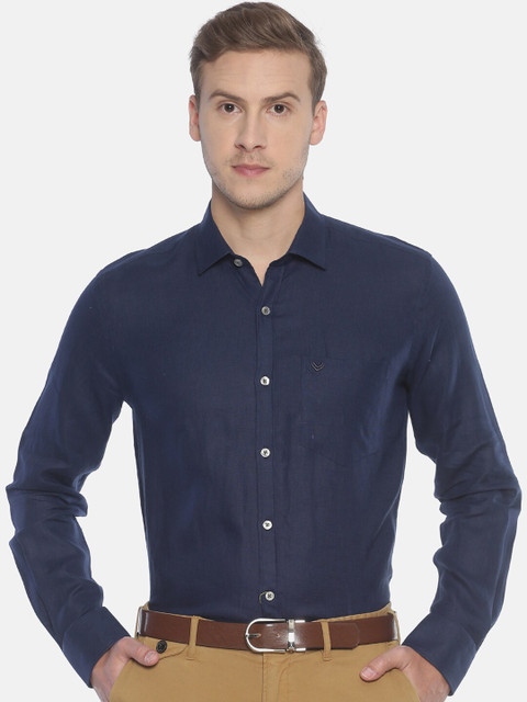 

Linen Club Men Navy Blue Regular Fit Solid Sustainable Formal Shirt