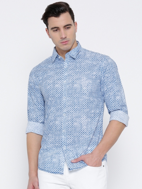 

Pepe Jeans Blue Printed Semi Fit Casual Shirt