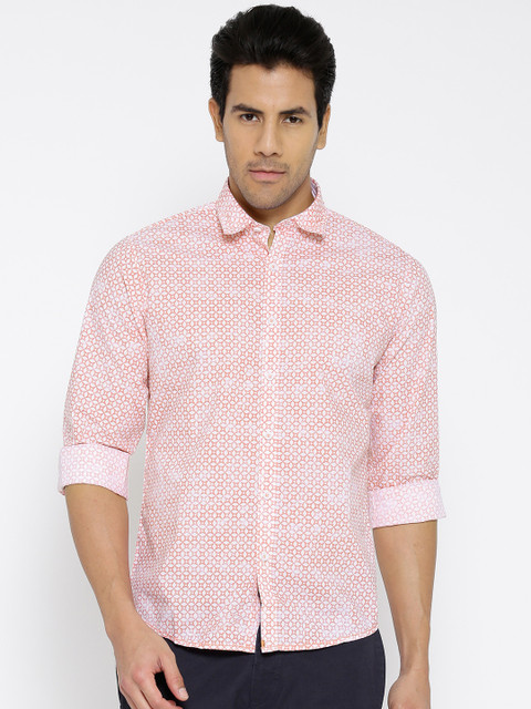 

Pepe Jeans Coral Red Printed Semi Fit Casual Shirt