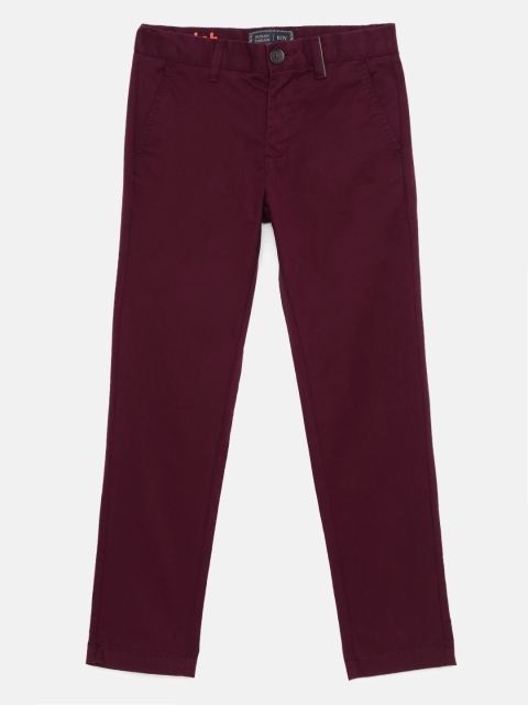 

Indian Terrain Boys Red Regular Fit Solid Chinos