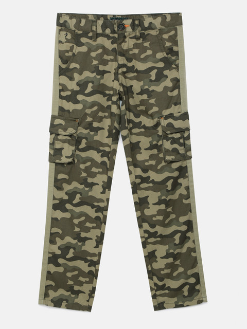 

Indian Terrain Boys Brown Regular Fit Camouflage Printed Cargos