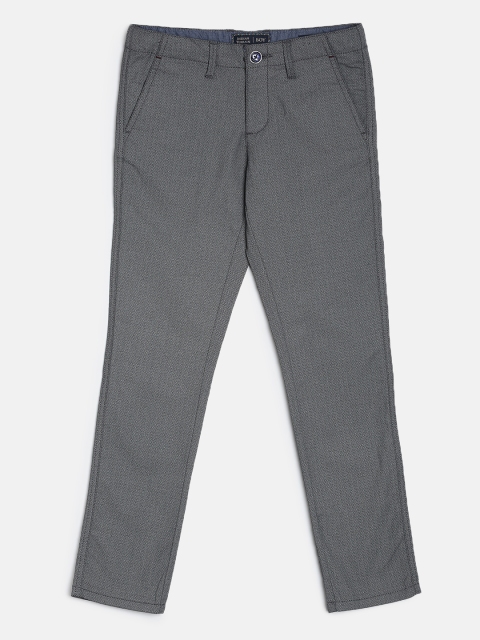 

Indian Terrain Boys Charcoal Grey Printed Regular Trousers