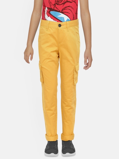 

Indian Terrain Boys Yellow Regular Fit Solid Cargos