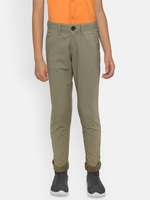 

Indian Terrain Boys Green Regular Fit Printed Trousers
