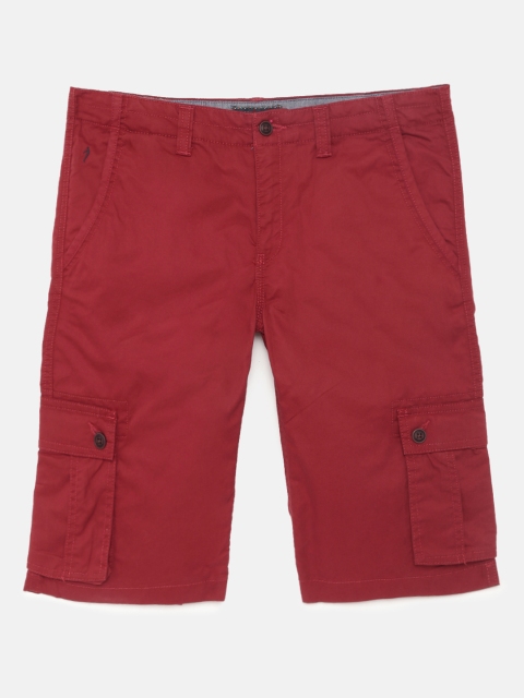 

Indian Terrain Boys Maroon Solid Pure Cotton Regular Fit Cargo Shorts