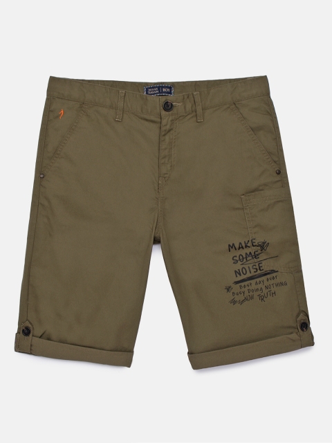 

Indian Terrain Boys Olive Green Printed Regular Fit Shorts