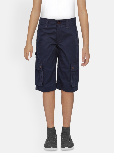 

Indian Terrain Boys Navy Blue Solid Regular Fit Cotton Cargo Shorts