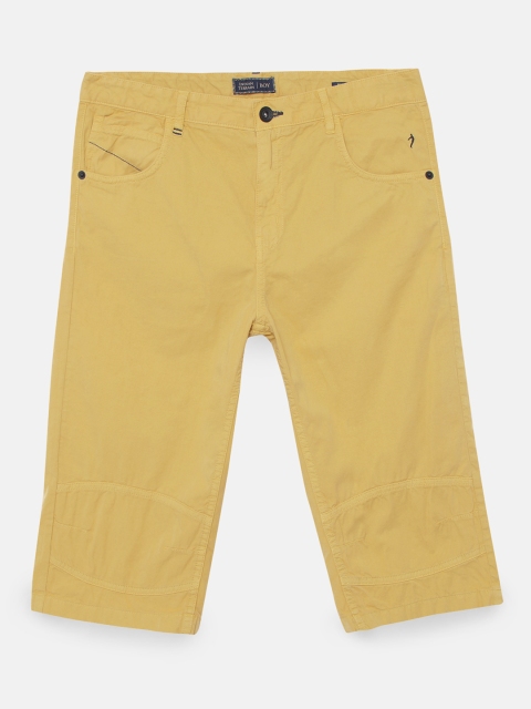 

Indian Terrain Boys Mustard Yellow Solid Regular Fit Regular Shorts