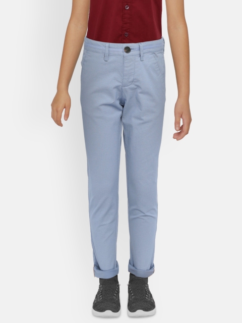 

Indian Terrain Boys Blue Regular Fit Printed Trousers