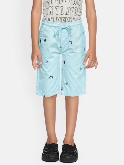 

Indian Terrain Boys Blue Conversational Printed Mid-Rise Pure Cotton Chino Shorts