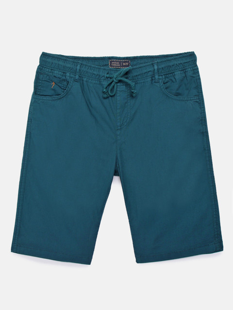 

Indian Terrain Boys Teal Blue Solid Regular Fit Cotton Shorts
