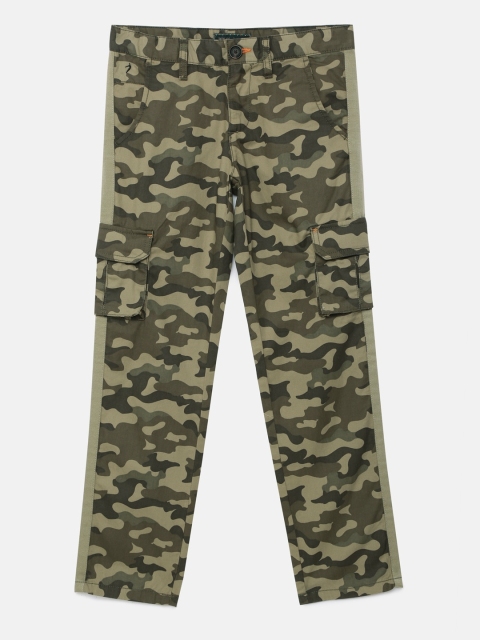 

Indian Terrain Boys Brown Regular Fit Printed Cargos