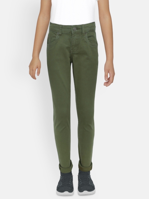 

Indian Terrain Boys Olive Green Regular Fit Mid-Rise Clean Look Stretchable Jeans