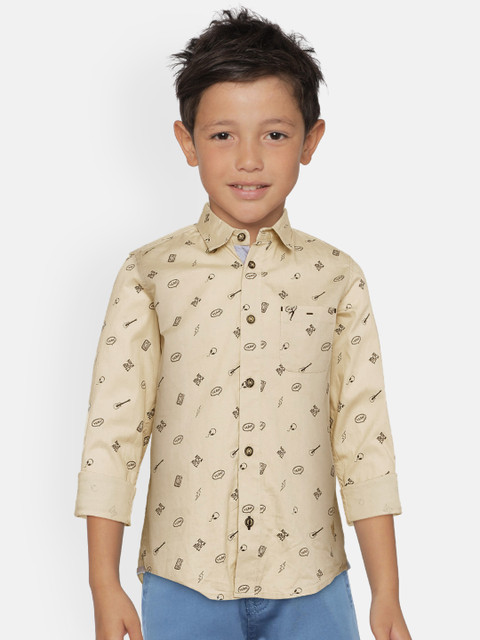 

Indian Terrain Boys Beige Regular Fit Printed Casual Shirt
