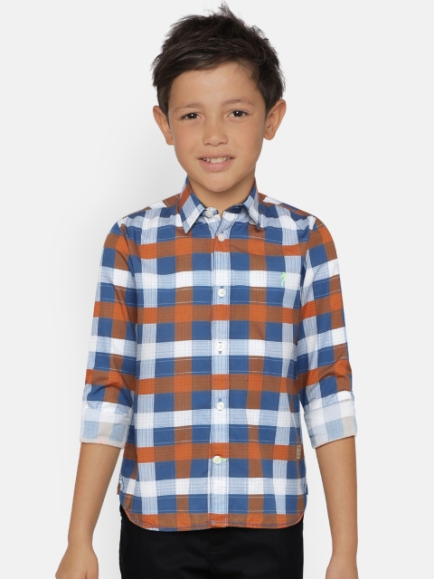 

Indian Terrain Boys Blue & Orange Regular Fit Checked Casual Shirt