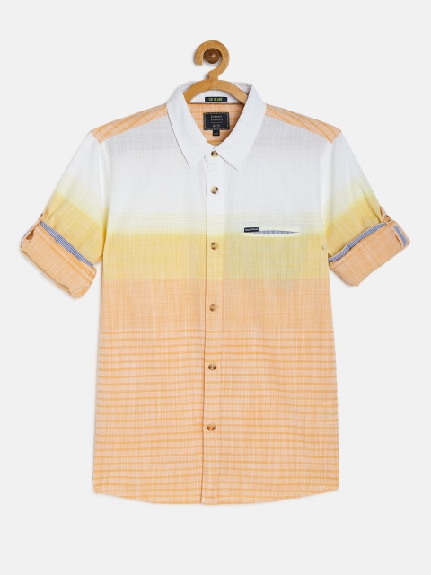 

Indian Terrain Boys Orange & White Regular Fit Striped Casual Shirt