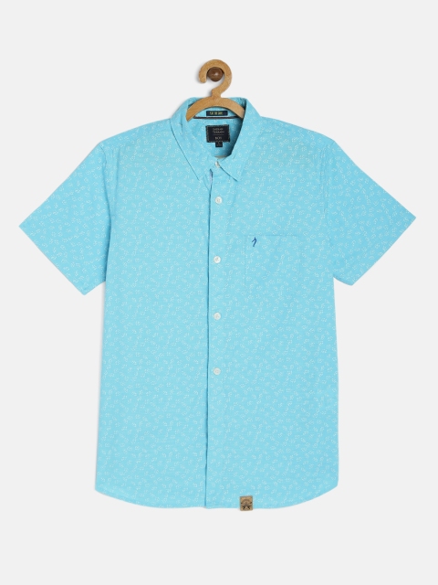 

Indian Terrain Boys Blue Regular Fit Printed Pure Cotton Casual Shirt
