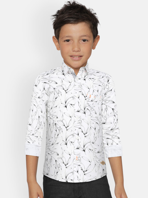 

Indian Terrain Boys White & Black Regular Fit Printed Casual Shirt