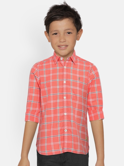 

Indian Terrain Boys Coral Pink Regular Fit Checked Casual Shirt