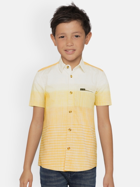 

Indian Terrain Boys Yellow & White Regular Fit Striped Casual Shirt